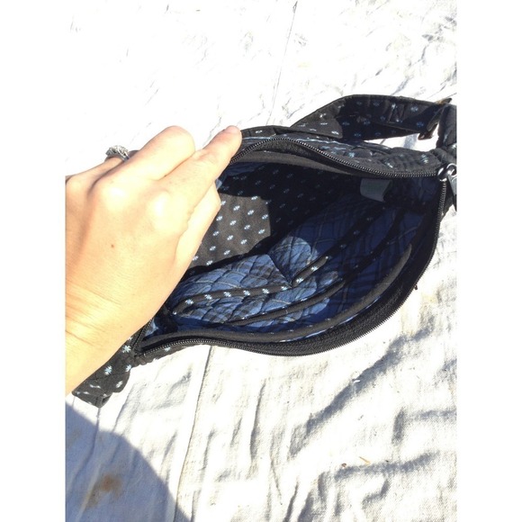 Vera Bradley womens fabric purse satchel 11” 11 in handbag black blue floral - Picture 14 of 16